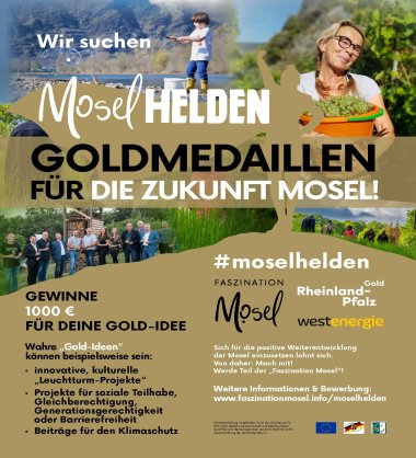 Plakat des Aufrufs zur Preisverleihung #moselhelden 2023 der Regionalinitiative „Faszination Mosel“