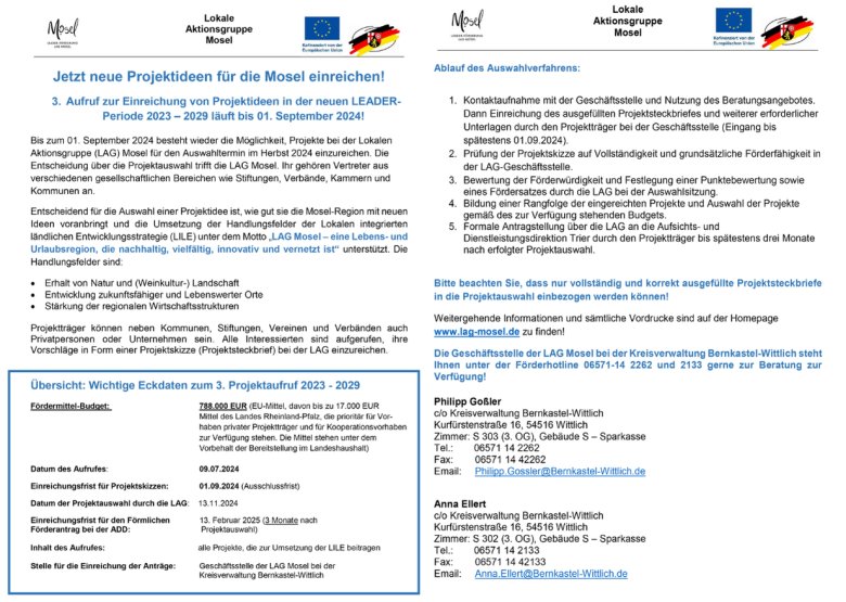 Springe zu PDF 3. Förderaufruf der LAG Mosel
