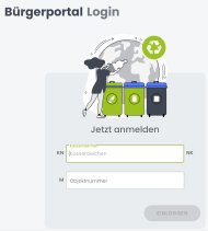 Der Login-Bereich für die Sperrmüll-Anmeldung