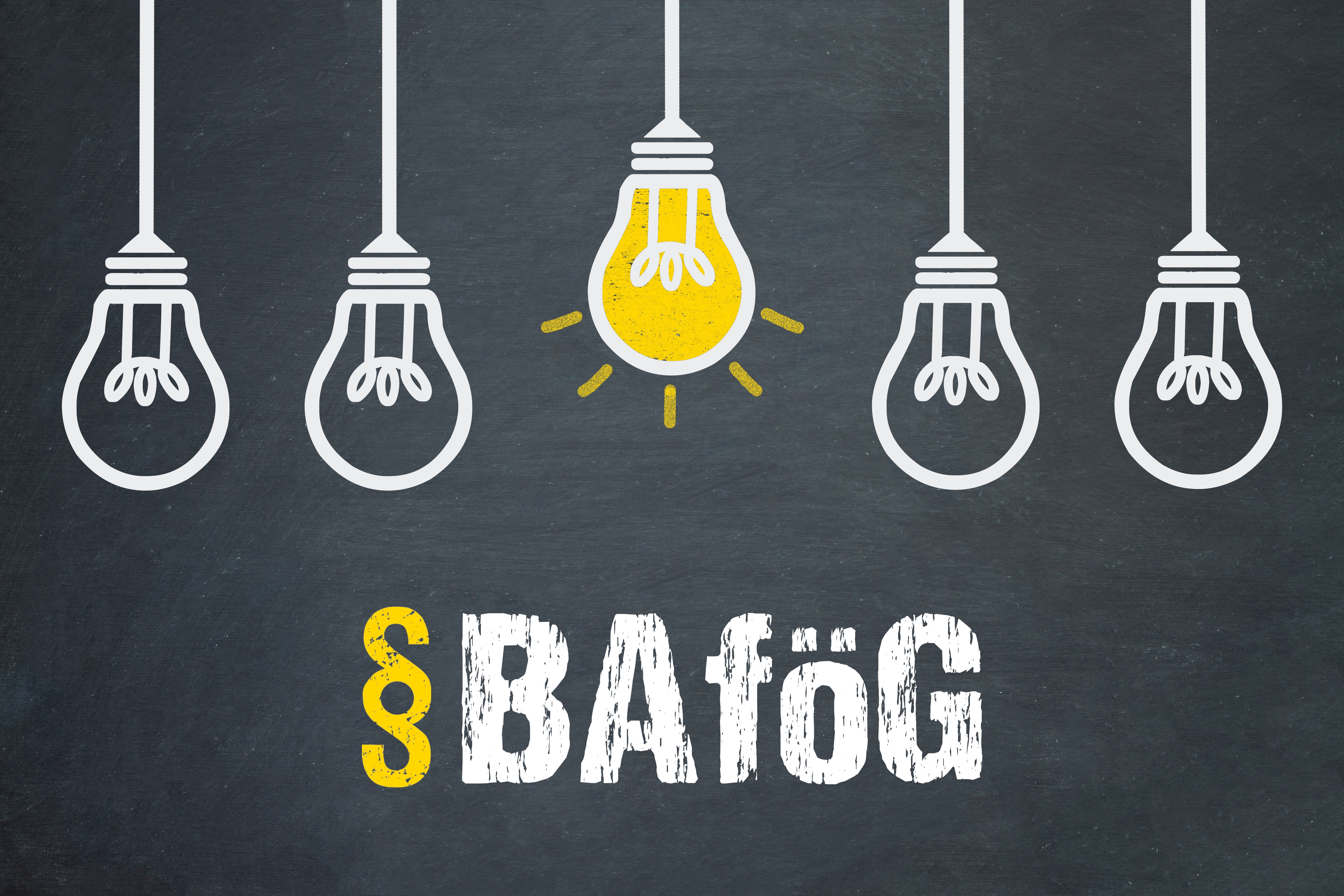 BAföG / Tafel mit Glühbirnen