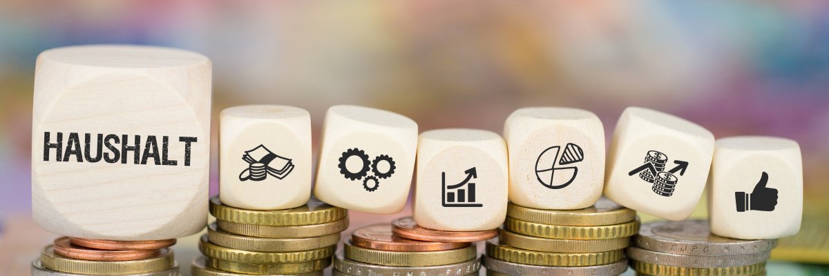Haushalt auf Münzenstapel Haushalt auf Münzenstapel