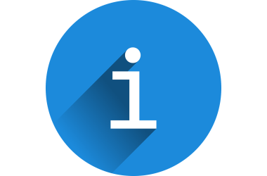 Weißes Inforamtionszeichen auf blauem Grund.