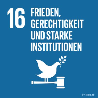 SDG-Logo Frieden, Gerechtigkeit und starke Institutionen