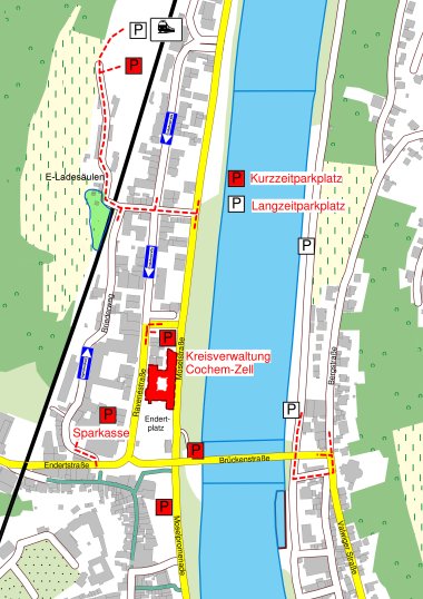 Parkmöglichkeiten in Nähe der Kreisverwaltung Cochem-Zell
